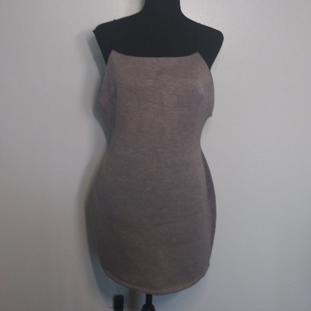 NWT Missguided Square Neck Bodycon Mini Gray Dress